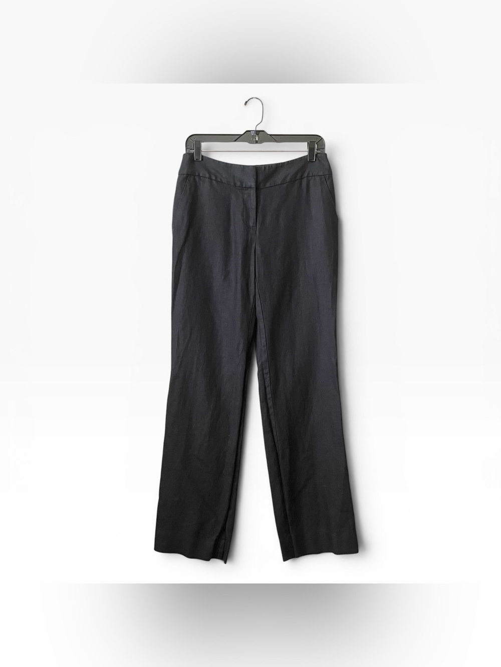 Ann Taylor Loft Julie Trouser Pants Womens Size 2 Black Linen Wide Leg Easy Care